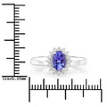 0.75 Ct Oval Violet Tanzanite and Lab Diamond Prong Silver Halo Floral Ring by Fine Color Jewels
