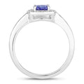 0.55 Ct Cushion Violet Tanzanite and Lab Diamond Prong Silver Halo Bridge Ring by Fine Color Jewels