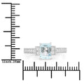 0.80 Ct Octagon Blue Aquamarine & Lab Diamond Prong Silver Pave Bridge Ring by Fine Color Jewels