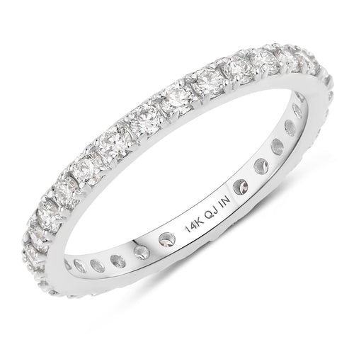 1 ct Round Lab Grown Diamond Prong 14K White Gold Eternity Band Ring by Fine Color Jewels