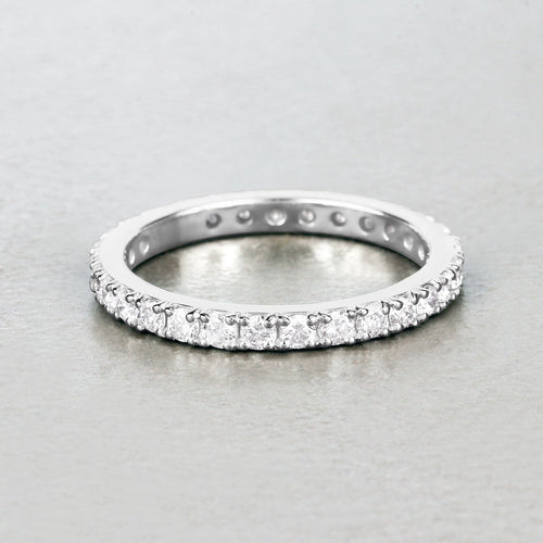 1 ct Round Lab Grown Diamond Prong 14K White Gold Eternity Band Ring by Fine Color Jewels