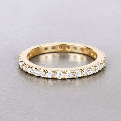 1 ct Round Lab Grown Diamond Prong 14K Yellow Gold Eternity Band Ring by Fine Color Jewels