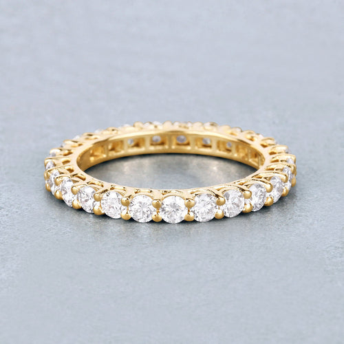 1.50ct Round Lab Grown Diamond Prong 14K Yellow Gold Eternity Band Ring by Fine Color Jewels