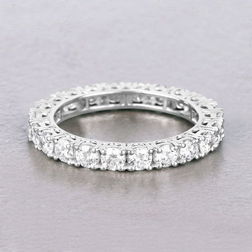 2 ct Round Lab Grown Diamond Prong 14K White Gold Eternity Band Ring by Fine Color Jewels