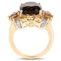 14K Yellow Gold Plated 7.10 Carat Genuine Smoky Quartz, Citrine & White Topaz Brass Ring by Bids.com