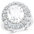 5.90 Carat Genuine Crystal Quartz and Swiss Blue Topaz .925 Sterling Silver Ring by Bids.com