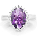 4.99 Carat Genuine Amethyst and White Topaz .925 Sterling Silver Ring by Bids.com
