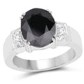 5.29 Carat Genuine Black Sapphire and White Topaz .925 Sterling Silver Ring by Bids.com