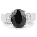 5.29 Carat Genuine Black Sapphire and White Topaz .925 Sterling Silver Ring by Bids.com