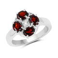 2.02 Carat Genuine Garnet & White Topaz .925 Sterling Silver Ring by Bids.com