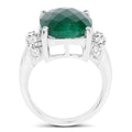 8.50 Carat Dyed Emerald and White Topaz .925 Sterling Silver Ring by Bids.com