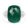 8.50 Carat Dyed Emerald and White Topaz .925 Sterling Silver Ring by Bids.com