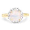 0.95 Ct Round White Ethiopian Opal Prong Yellow Gold Plated Silver Halo Ring