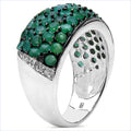2.90 Carat Genuine Emerald & White Diamond .925 Sterling Silver Ring by Bids.com