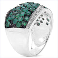 2.28 Carat Genuine Emerald & White Topaz .925 Sterling Silver Ring by Bids.com