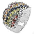 3.07 Carat Genuine Multi Sapphire .925 Sterling Silver Ring by Bids.com