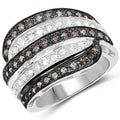 0.80 Carat Genuine Brown Diamond and White Diamond .925 Sterling Silver Ring by Bids.com