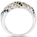 0.63 Carat Genuine Champagne Diamond, Yellow Diamond & Black Diamond .925 Sterling Silver Ring by Bids.com