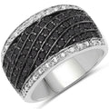 0.79 Carat Genuine Black Diamond and White Diamond .925 Sterling Silver Ring by Bids.com