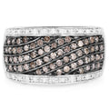 0.87 Carat Genuine Champagne Diamond and White Diamond .925 Sterling Silver Ring by Bids.com