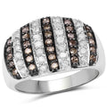 0.83 Carat Genuine Champagne Diamond and White Diamond .925 Sterling Silver Ring by Bids.com