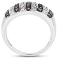 0.83 Carat Genuine Champagne Diamond and White Diamond .925 Sterling Silver Ring by Bids.com