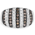 0.83 Carat Genuine Champagne Diamond and White Diamond .925 Sterling Silver Ring by Bids.com