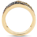 14K Yellow Gold Plated 1.25 Carat Genuine Black Diamond, Champagne Diamond & Yellow Diamond .925 Sterling Silver Ring by Bids.com