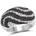 1.26 Carat Genuine Black Diamond and White Diamond .925 Sterling Silver Ring by Bids.com
