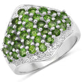 2.41 Carat Genuine Chrome Diopside and White Topaz .925 Sterling Silver Ring by Bids.com