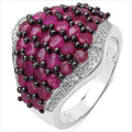 2.76 Carat Genuine Ruby & White Topaz .925 Sterling Silver Ring by Bids.com