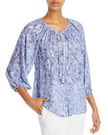 Cupio Womens 3/4 Sleeve Tie Neck Peasant Blouse by Vanessa Jane