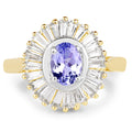 14K Yellow Gold Plated 2.16 Carat Genuine Tanzanite & White Topaz .925 Sterling Silver Ring by Bids.com