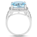 7.18 Carat Genuine Blue Topaz and White Topaz .925 Sterling Silver Ring by Bids.com