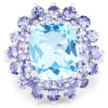 11.22 Carat Genuine Blue Topaz and Tanzanite .925 Sterling Silver Ring by Bids.com