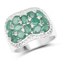 2.20 Carat Genuine Emerald & White Topaz .925 Sterling Silver Ring by Bids.com