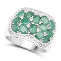 2.20 Carat Genuine Emerald & White Topaz .925 Sterling Silver Ring by Bids.com