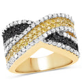 14K Yellow Gold Plated 1.58 Carat Genuine Black Diamond, White Diamond & Yellow Diamond .925 Sterling Silver Ring by Bids.com