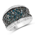 1.38 Carat Genuine Blue Diamond and White Diamond .925 Sterling Silver Ring by Bids.com