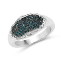 0.45 Carat Genuine Blue Diamond and White Diamond .925 Sterling Silver Ring by Bids.com