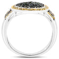 0.44 Carat Genuine Green Diamond and Yellow Diamond .925 Sterling Silver Ring by Bids.com