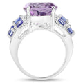 6.62 Carat Genuine Amethyst, Tanzanite and White Topaz .925 Sterling Silver Ring by Bids.com