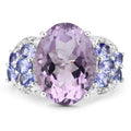 6.62 Carat Genuine Amethyst, Tanzanite and White Topaz .925 Sterling Silver Ring by Bids.com
