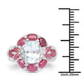 3.54 Carat Genuine Aquamarine, Ruby and White Topaz .925 Sterling Silver Ring by Bids.com