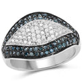 0.50 Carat Genuine Blue Diamond and White Diamond .925 Sterling Silver Ring by Bids.com