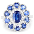 2.47 Carat Genuine Kyanite & White Topaz .925 Sterling Silver Ring by Bids.com