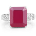 7.26 Carat Glass Filled Ruby and White Topaz .925 Sterling Silver Ring by Bids.com