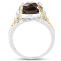 3.28 Carat Genuine Smoky Quartz and Yellow Diamond .925 Sterling Silver Ring by Bids.com