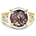 3.28 Carat Genuine Smoky Quartz and Yellow Diamond .925 Sterling Silver Ring by Bids.com