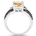 2.79 Carat Genuine Citrine, Champagne Diamond & White Diamond .925 Sterling Silver Ring by Bids.com